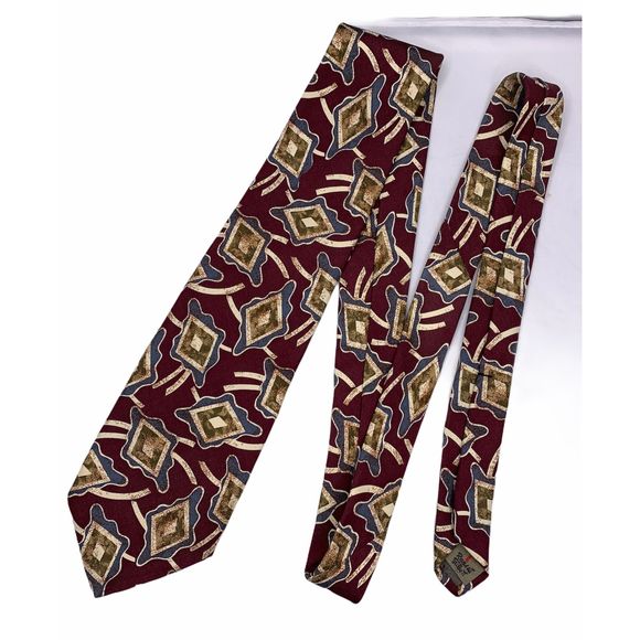 Robert Talbott‎ Studio Tie Burgundy Geometric - Picture 1 of 5